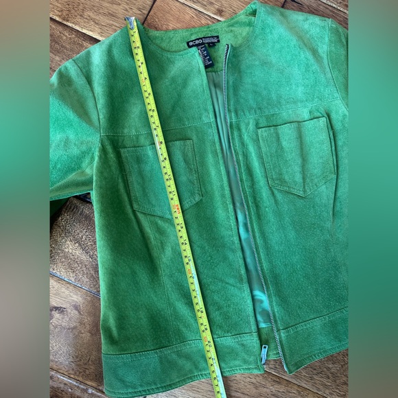 BCBG for Nordstrom; suede zip up jacket; Green; women’s Large - Picture 5 of 6